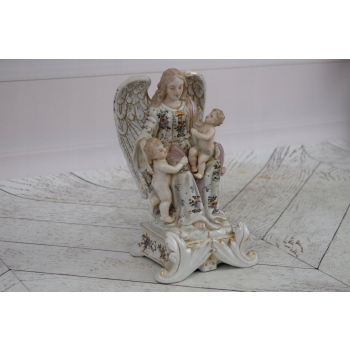 Anioł Stróż z Dziećmi - Figura z Porcelany - Porcelana Biblia - Ozdoba