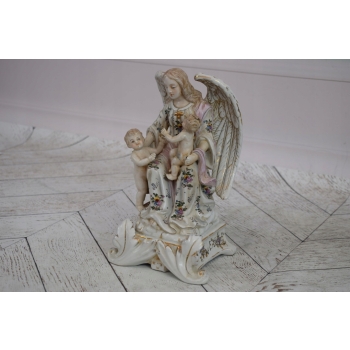 Anioł Stróż z Dziećmi - Figura z Porcelany - Porcelana Biblia - Ozdoba