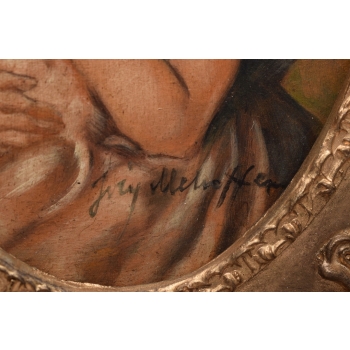 Józef Mehoffer - Portret Dziewczynek Z Kotami - Podwójna Rama Obraz Olejny