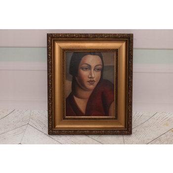 TAMARA De Łempicka - Portret Kobiety - Czerwona Suknia - Obraz Olejny