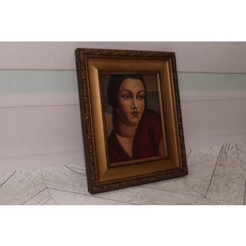 TAMARA De Łempicka - Portret Kobiety - Czerwona Suknia - Obraz Olejny