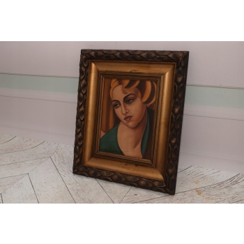TAMARA De Łempicka - Portret Kobiety - Zielona Suknia - Obraz Olejny