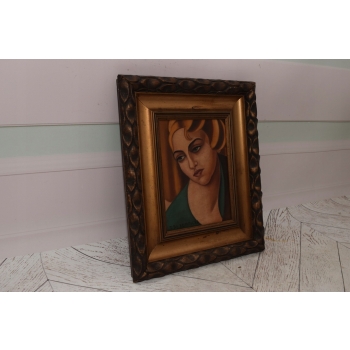 TAMARA De Łempicka - Portret Kobiety - Zielona Suknia - Obraz Olejny