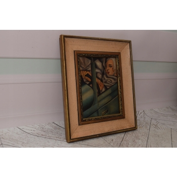 TAMARA De Łempicka - Kobieta w Bugatti - Art Deco - Stary Obraz Olejny