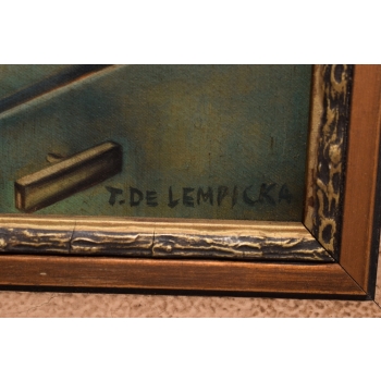 TAMARA De Łempicka - Kobieta w Bugatti - Art Deco - Stary Obraz Olejny