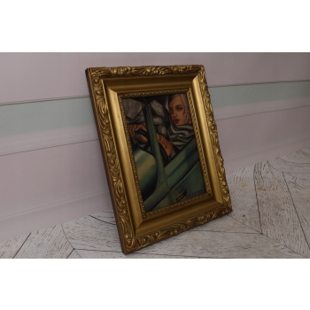 TAMARA De Łempicka - Kobieta w Bugatti - Art Deco - Stary Obraz Olejny