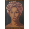 T De Łempicka - Portret Kobiety w Różowej Chuście - Obraz Olejny z Francji