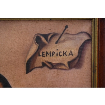 T De Łempicka - Portret Kobiety w Chuście na Głowie - Obraz Olejny