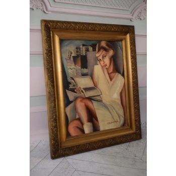 T De Łempicka - Portret Uczennicy - Studentka z Książkami - Obraz Olejny