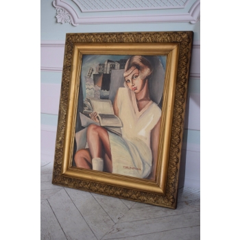 T De Łempicka - Portret Uczennicy - Studentka z Książkami - Obraz Olejny