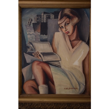 T De Łempicka - Portret Uczennicy - Studentka z Książkami - Obraz Olejny