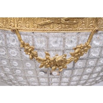 Żyrandol z Brązu - Brąz i Kryształy - Lampa Sufitowa - Barok 160cm fi 80