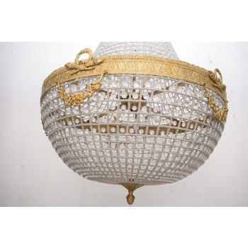 Żyrandol z Brązu - Brąz i Kryształy - Lampa Sufitowa - Barok 160cm fi 80