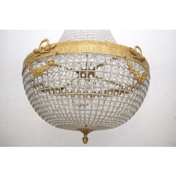 Żyrandol z Brązu - Brąz i Kryształy - Lampa Sufitowa - Barok 160cm fi 80