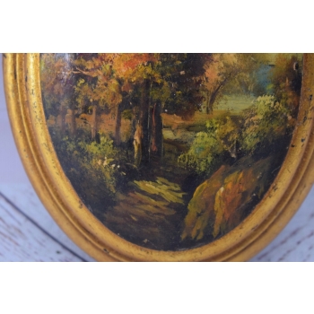 Obraz Olejny Owal - Górski Krajobraz - Las Drzewa - Lato Widok Natura #23