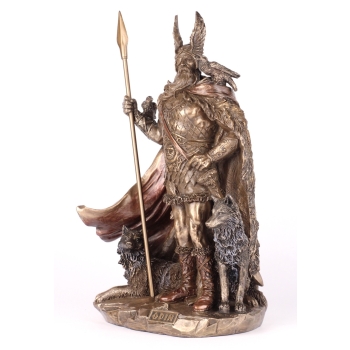 Odyn z Wilkami - Bóg Nordycki - Mitologia Rzeźba Figurka Dekoracja Prezent