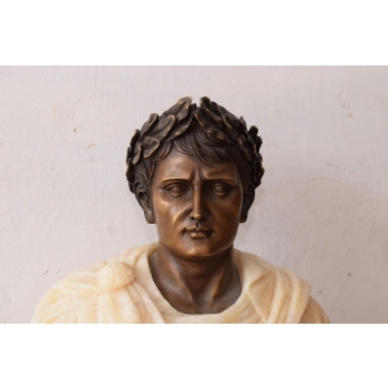 Ogromne Popiersie Juliusz Cezar - Figura Rzeźba z Marmuru + Brąz Prezent
