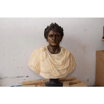 Ogromne Popiersie Juliusz Cezar - Figura Rzeźba z Marmuru + Brąz Prezent