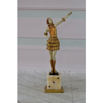 Fernando Paris - Tancerka z Brązu Złoconego Figura Balerina Brąz Dekoracja
