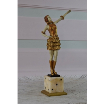 Fernando Paris - Tancerka z Brązu Złoconego Figura Balerina Brąz Dekoracja