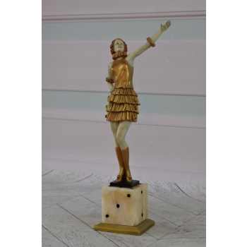 Fernando Paris - Tancerka z Brązu Złoconego Figura Balerina Brąz Dekoracja