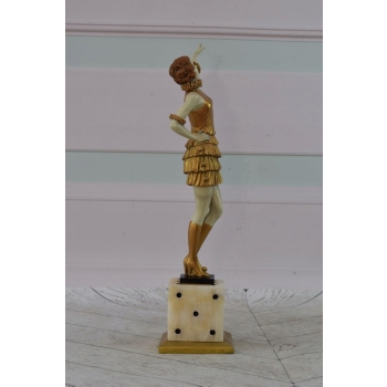 Fernando Paris - Tancerka z Brązu Złoconego Figura Balerina Brąz Dekoracja