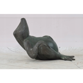 Figura Najedzona Żaba - Odpoczywająca Żabka - Figura z Brązu - Dom Ogród