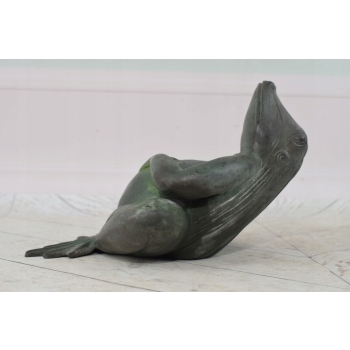 Figura Najedzona Żaba - Odpoczywająca Żabka - Figura z Brązu - Dom Ogród