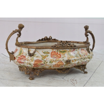 Kolorowa Patera Porcelanowa - Porcelana z Brązem Kobiety Misa Waza - Ozdoba