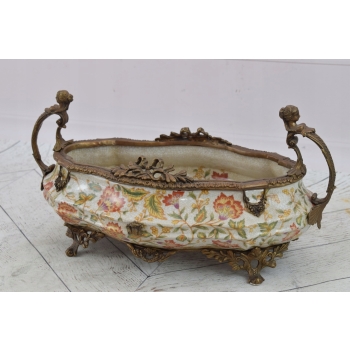 Kolorowa Patera Porcelanowa - Porcelana z Brązem Kobiety Misa Waza - Ozdoba