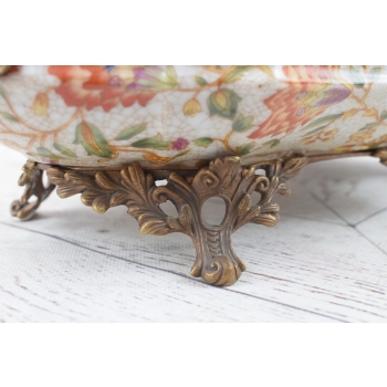 Kolorowa Patera Porcelanowa - Porcelana z Brązem Kobiety Misa Waza - Ozdoba