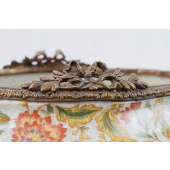Kolorowa Patera Porcelanowa - Porcelana z Brązem Kobiety Misa Waza - Ozdoba