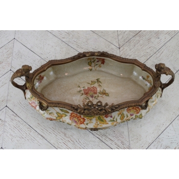 Kolorowa Patera Porcelanowa - Porcelana z Brązem Kobiety Misa Waza - Ozdoba