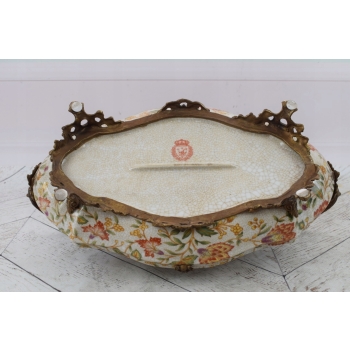 Kolorowa Patera Porcelanowa - Porcelana z Brązem Kobiety Misa Waza - Ozdoba