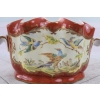 Czerwona Porcelanowa Misa - Waza Donica - Porcelana - Ptaki Bażanty Ozdoba