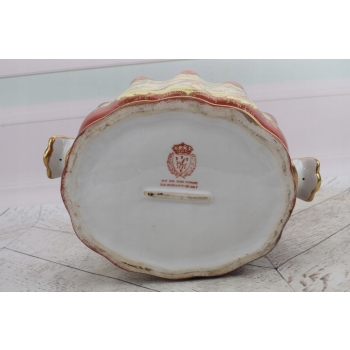 Czerwona Porcelanowa Misa - Waza Donica - Porcelana - Ptaki Bażanty Ozdoba