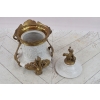 Pałacowy Porcelanowy Wazon z Przykrywką - Biała Waza - Porcelana + Brąz