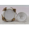 Pałacowy Porcelanowy Wazon z Przykrywką - Biała Waza - Porcelana + Brąz