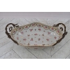 Biała Porcelanowa Patera - Misa Waza - Porcelana + Brąz - Różowe Kwiaty