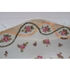 Biała Porcelanowa Patera - Misa Waza - Porcelana + Brąz - Różowe Kwiaty
