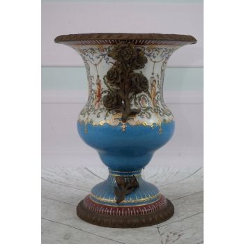 Porcelanowa Waza - Amfora Wazon - Porcelana + Brąz - Rysunki Zdobienia
