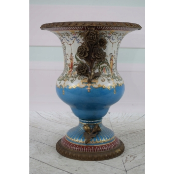 Porcelanowa Waza - Amfora Wazon - Porcelana + Brąz - Rysunki Zdobienia