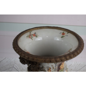 Porcelanowa Waza - Amfora Wazon - Porcelana + Brąz - Rysunki Zdobienia