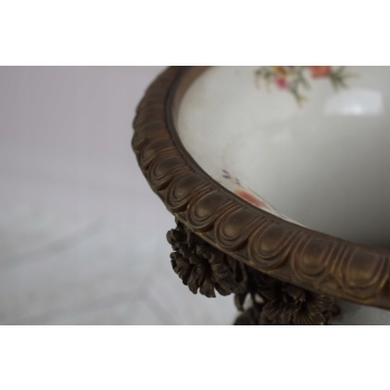 Porcelanowa Waza - Amfora Wazon - Porcelana + Brąz - Rysunki Zdobienia