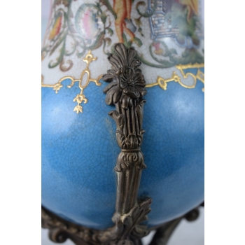 Porcelanowa Waza - Amfora Wazon - Porcelana + Brąz - Kolorowe Zdobienia