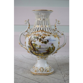Pałacowa Porcelanowa Amfora - Wazon Waza - Porcelana - Ręcznie Malowana