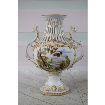 Pałacowa Porcelanowa Amfora - Wazon Waza - Porcelana - Ręcznie Malowana