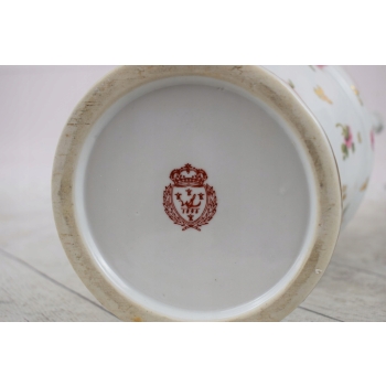 Porcelanowy Wazon - Biała Waza Amfora - Różowe Kwiaty - Ręcznie Malowana