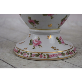 Porcelanowy Wazon - Biała Waza Amfora - Różowe Kwiaty - Ręcznie Malowana