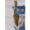 Porcelanowy Wazon - Waza Amfora - Porcelana + Brąz - Wstążki Kwiaty Ozdoba